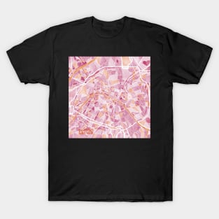 Paris Map in Pink & Orange T-Shirt